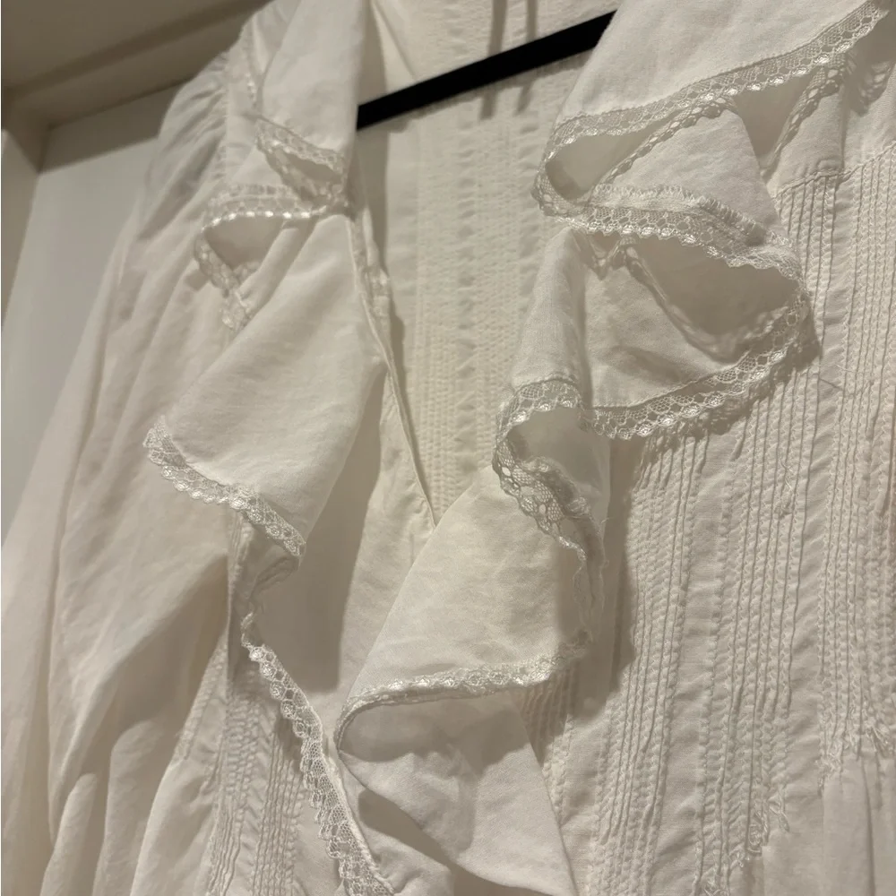 By Anthropologie Long-Sleeve Babydoll Blouse Cottagecore Puff Sleeve Whimsy Top